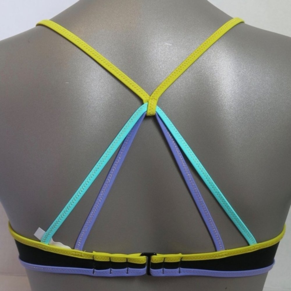 VICTORIA'S SECRET Black + Pastel Straps The Fabulous Push Up Bikini Top 34B - Picture 4 of 8